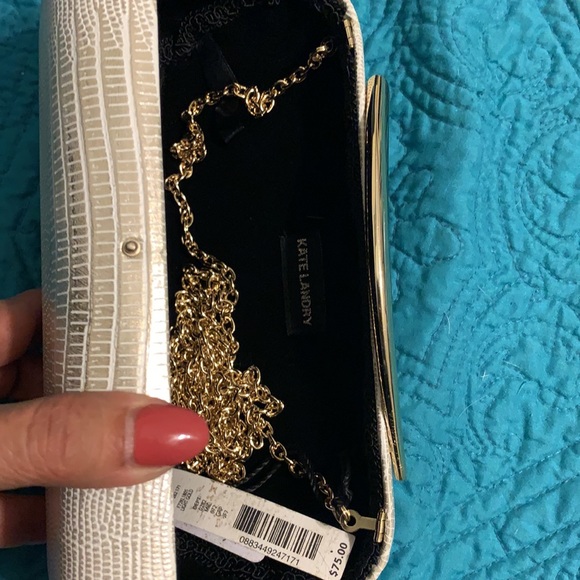 NEW KATE LANDRY LIGHT GOLD CHAIN Crossbody Clutch - Picture 3 of 12